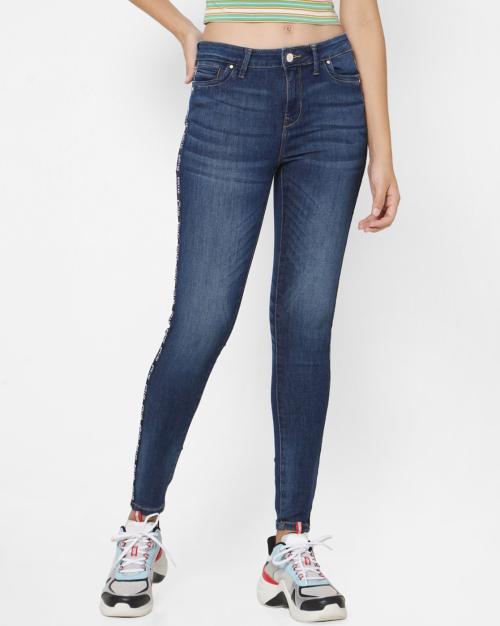 Women Carmen Kill Bill Skinny Jeans with Taping