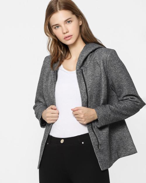 Hooded Jacket with Snap-Button Closure