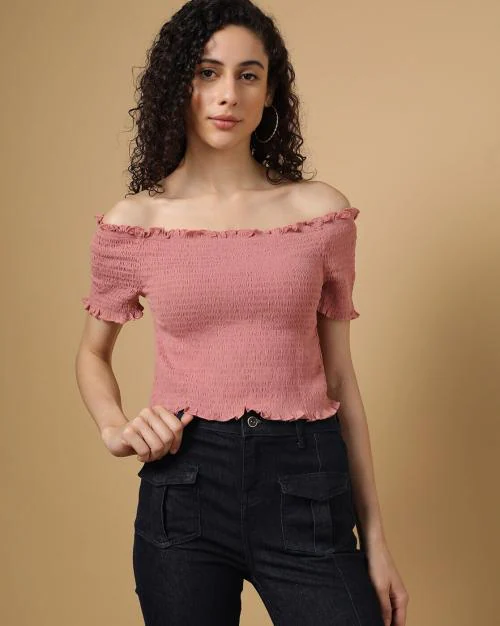 Smocked Off-Shoulder Top