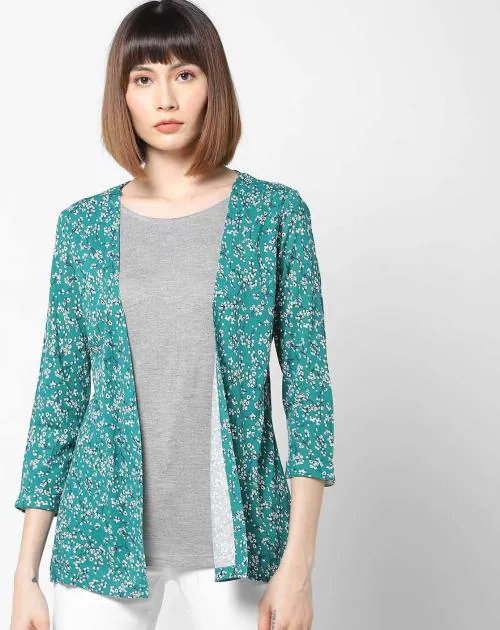 Floral Print Twofer Top