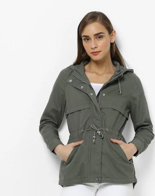 Hooded Jacket with Adjustable Drawstrings