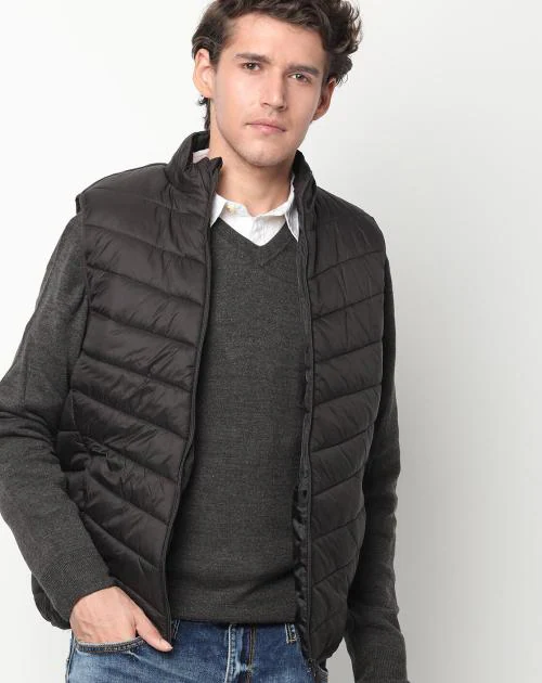 Sleeveless Zip-Front Puffer Jacket