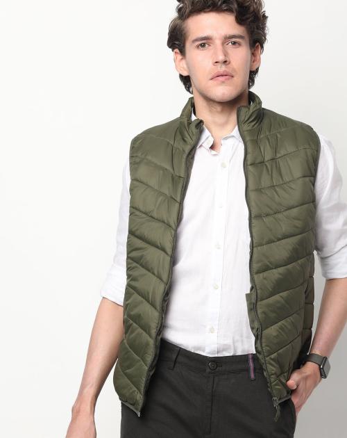 Sleeveless Zip-Front Puffer Jacket