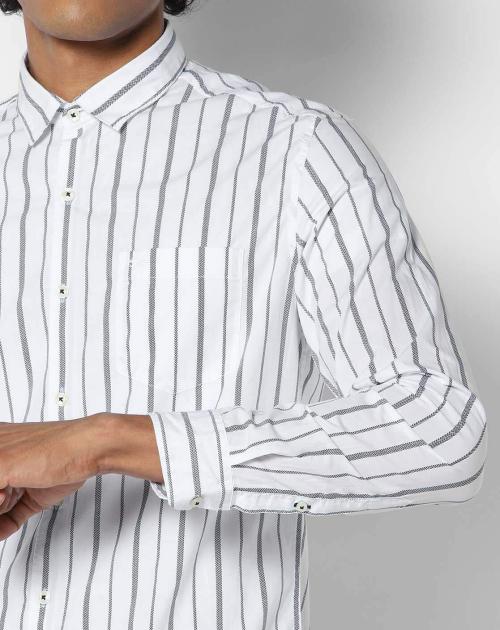 Striped shirt with patch pocket Clearance