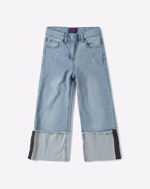 Distressed Denim Capris