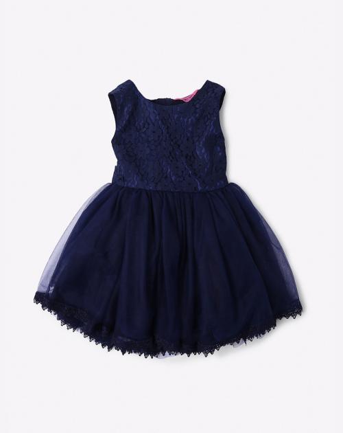 Lace Fit & Flare Dress with Back Tie-Up