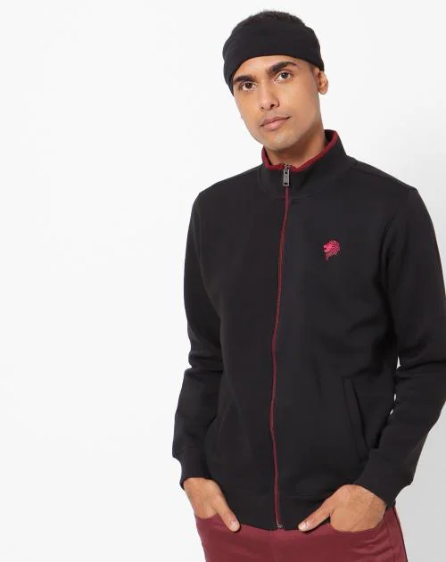 Textured Zip-Front Sweatshirt