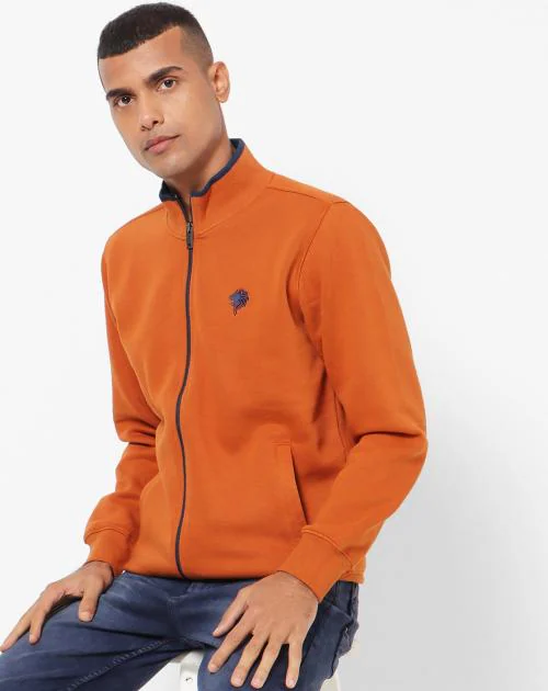 Textured Zip-Front Sweatshirt