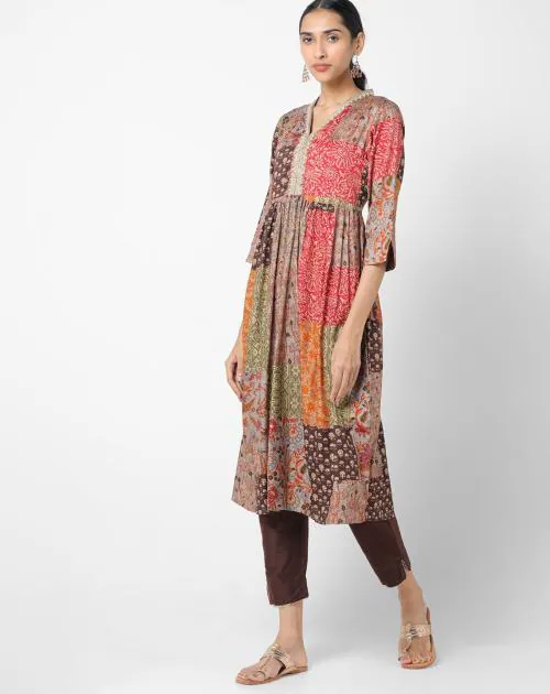 Printed Flared Kurta with Ankle-Length Pants