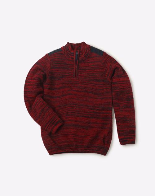 High-Neck Sweater with Zip-Placket