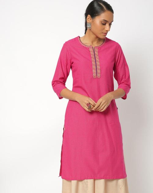 Checked Straight Kurta