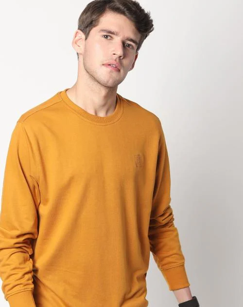 Crew-Neck Sweatshirt with Ribbed Hems
