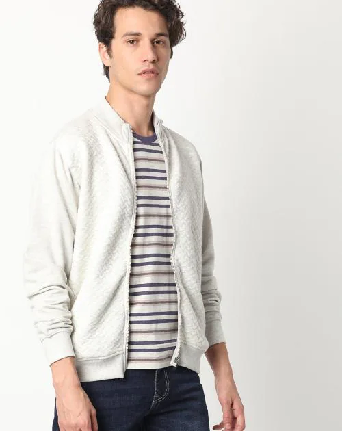 Textured Zip-Front Sweatshirt