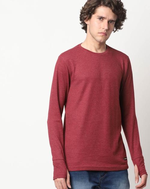 Crew-Neck T-shirt with Thumb Hole