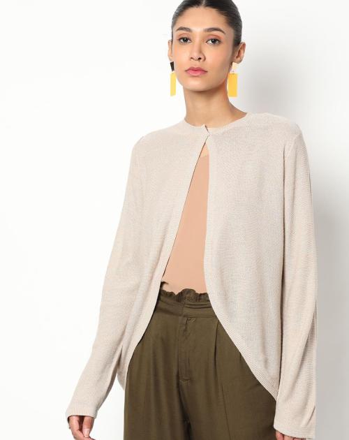 Knitted Single-Button Slim Fit Shrug