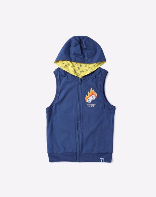 Sleeveless Hooded Zip-Front Sweatshirt