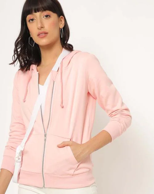 Zip-Front Hooded Sweatshirt with Kangaroo Pockets