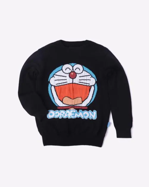 Doraemon Pullover with Ribbed Hems