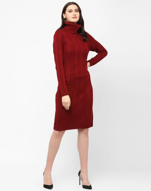 Turtle-Neck Bodycon Sweater Dress