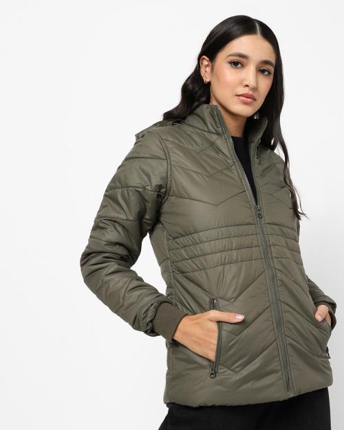 Hooded Puffer Jacket with Zipper Pockets