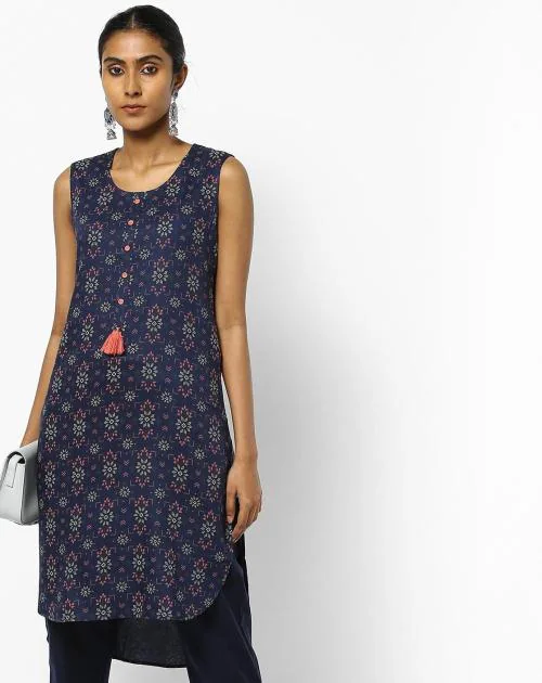 Buy Printed Aline Kurta with Tassels Online at Best Prices in India