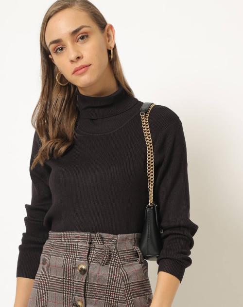Ribbed Turtle-Neck Sweater