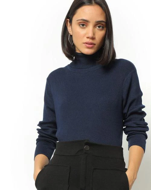 Ribbed Turtle-Neck Sweater