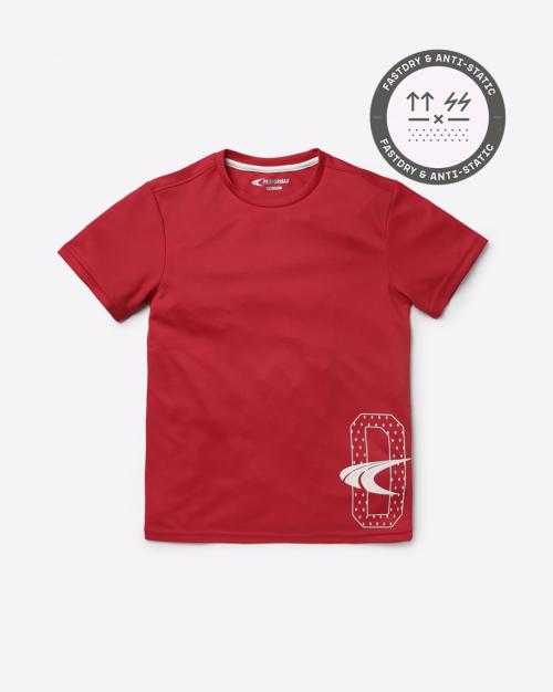 Numeric Print Quick Dry Anti-Bacterial Crew-Neck T-shirt