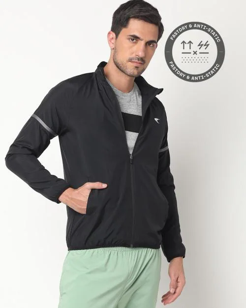 High-Neck Zip-Front Track Jacket