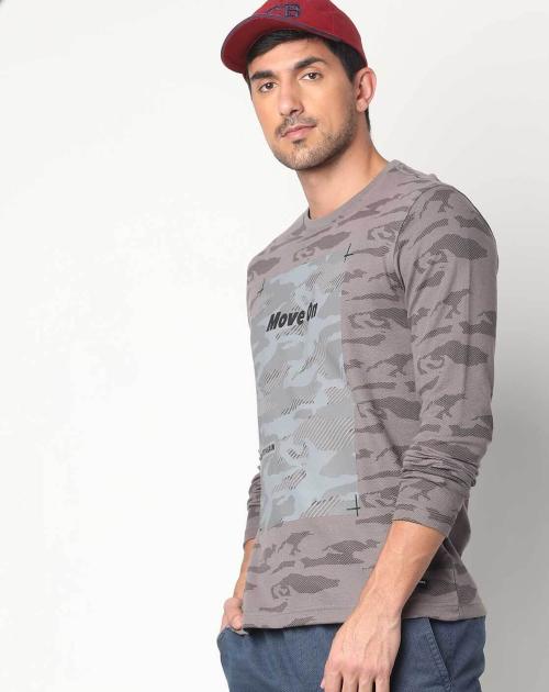Camo Print Crew-Neck T-shirt