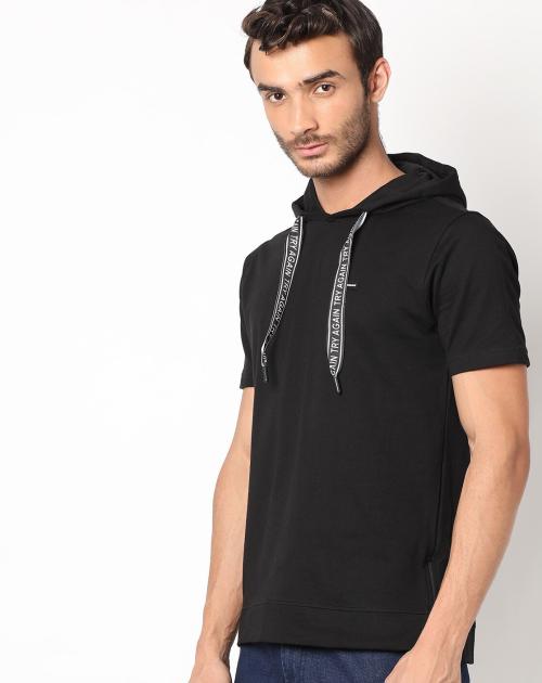 Hooded T-shirt with Taped Drawcord