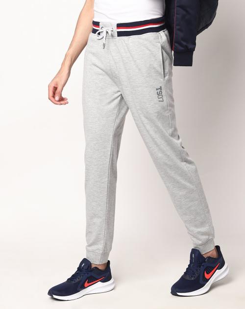 Heathered Joggers with Contrast Waistband