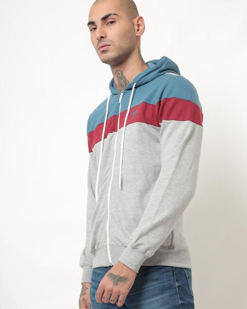 Colourblock Zip-Front Hoodie