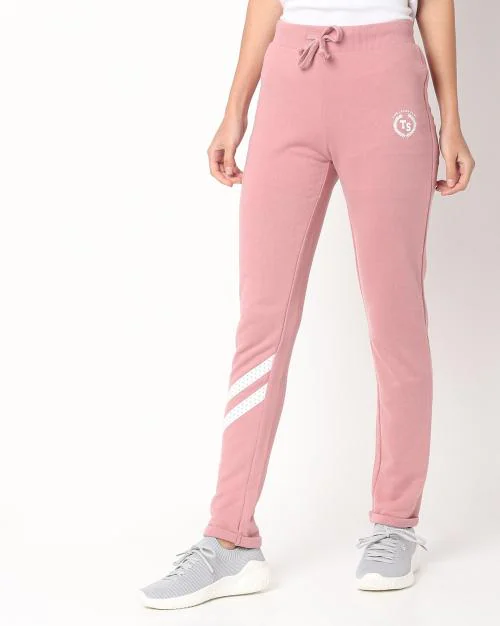 Buy Women Straight Track Pants with Contrast Stripes Online at Best ...