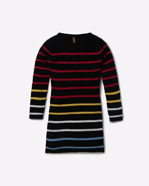 Striped Crew-Neck Sweater Dress