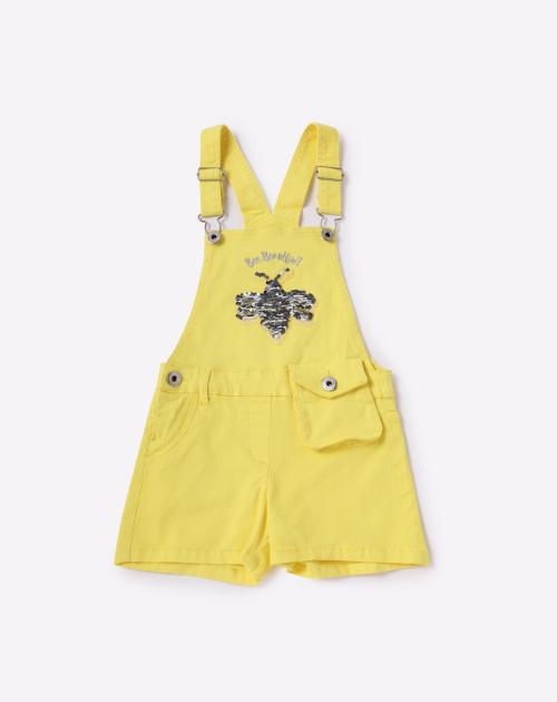 Sequin Embellished Dungarees with Adjustable Straps