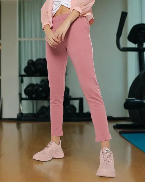 Women Straight Track Pants with Side Piping