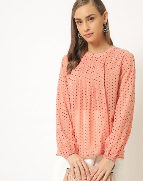 Polka-Dot Print Slim Fit Top