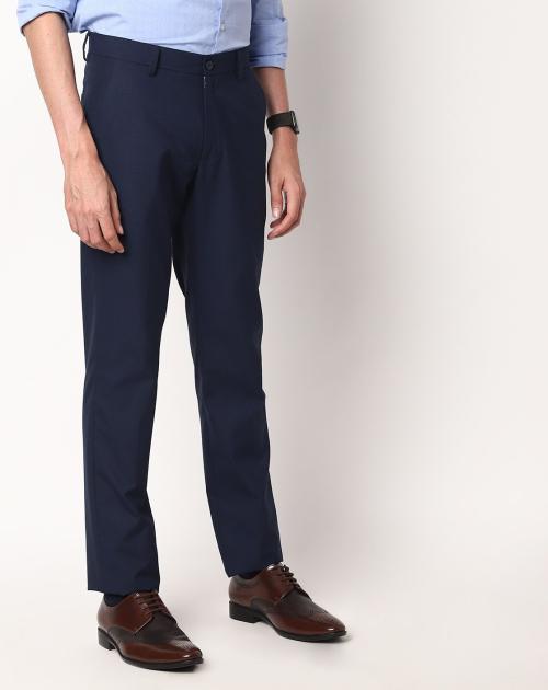 Checked Flat-Front Cropped Trousers