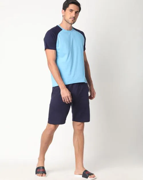 Colourblock T-shirt with Lounge Shorts