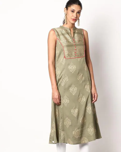 Block Print A-line Kurta