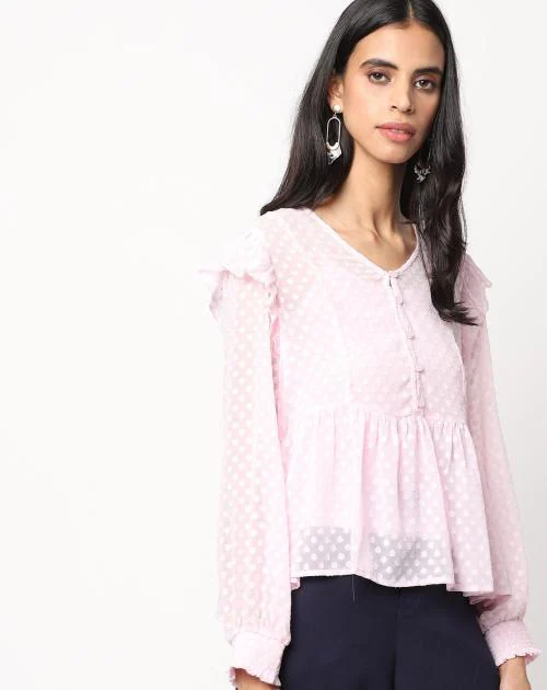 Textured Peplum Top with Inner