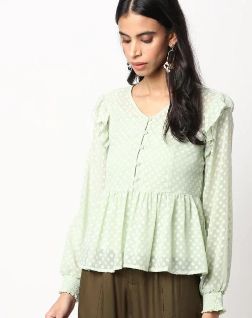 Textured Peplum Top with Inner