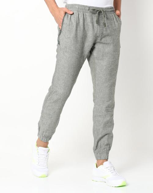 Flat-Front Slim Joggers with Drawstring Fastening