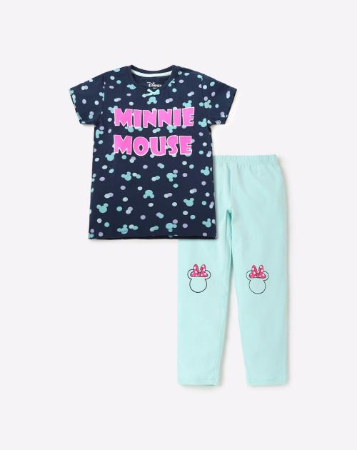 Minnie Mouse Print Crew-Neck T-shirt with Pants