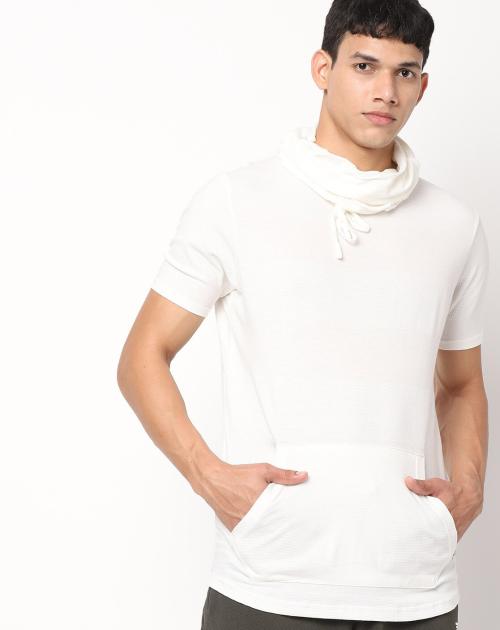 Cowl-Neck T-shirt with Kangaroo Pockets - JioMart
