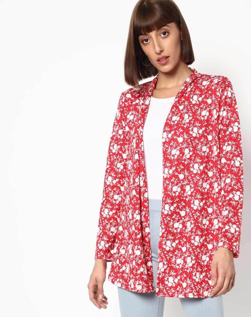Floral Print Front-Open Shrug