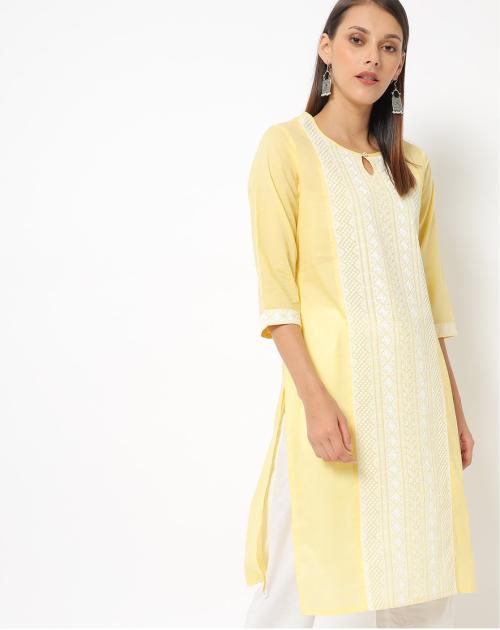 Straight Kurta with Keyhole Neck