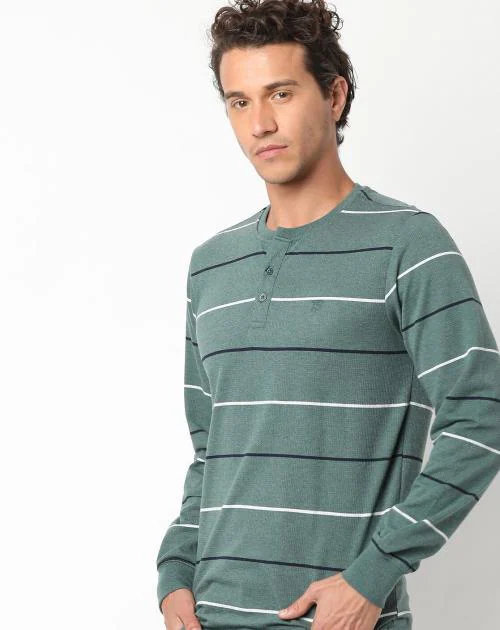 Waffle Striped Henley T-shirt