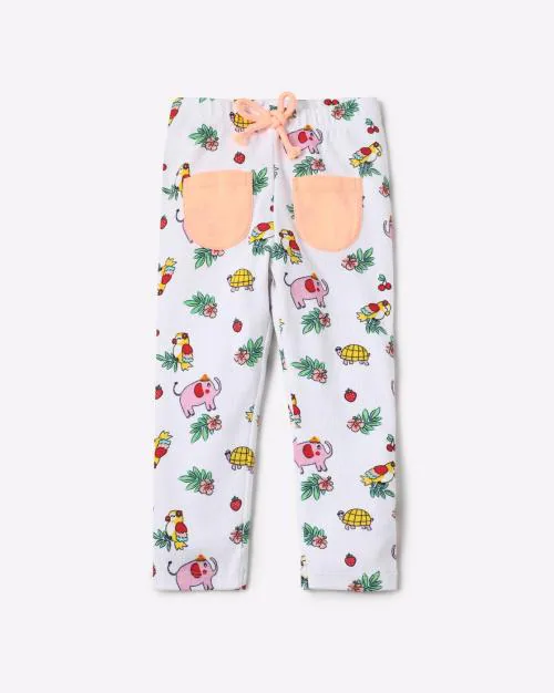 Buy Printed Drawstring Leggings with Patch Pockets Online at Best